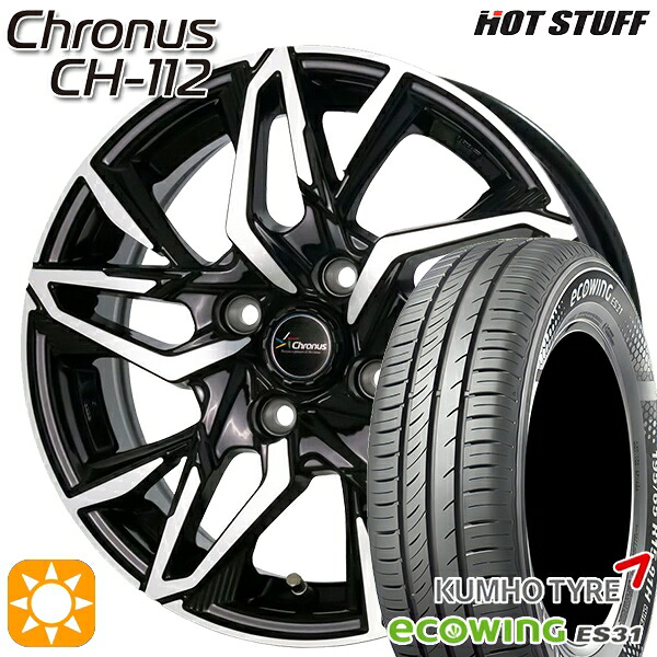 【取付対象】175/70R14 84T クムホ エコウィング ES31 HotStuff ホットスタッフ クロノス CH-112 14インチ 5.5J 4H100 サマータイヤホイールセット