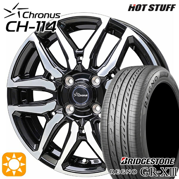 【取付対象】アクア デミオ 195/55R16 91V XL ブリヂストン レグノ GRX3 ホットスタッフ クロノス CH114 BK/P 16インチ 6.0J 4H100 +45 サマータイヤホイールセット |トレッド新横浜師岡店
