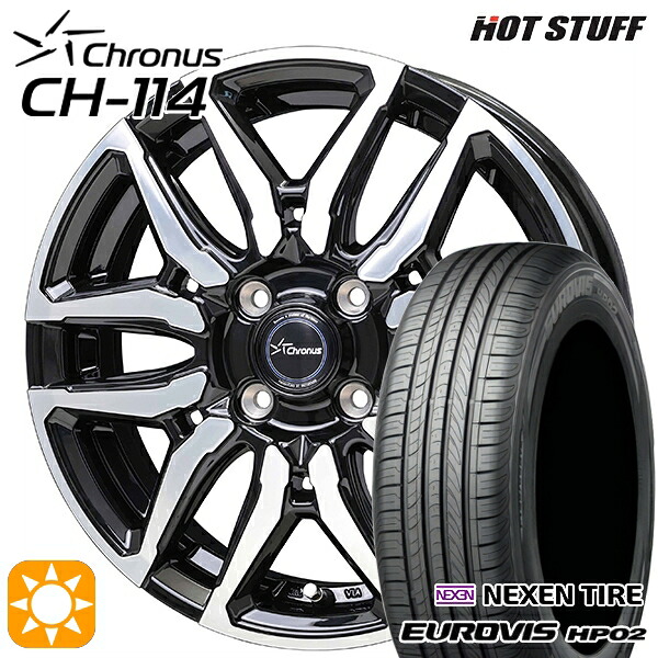 【取付対象】マツダ2 ノート 185/65R15 ネクセン ロードストーン ユーロビズ HP02 ホットスタッフ クロノス CH114 BK/P 15インチ 5.5J 4H100 サマータイヤホイールセット ｜トレッド新横浜師岡店