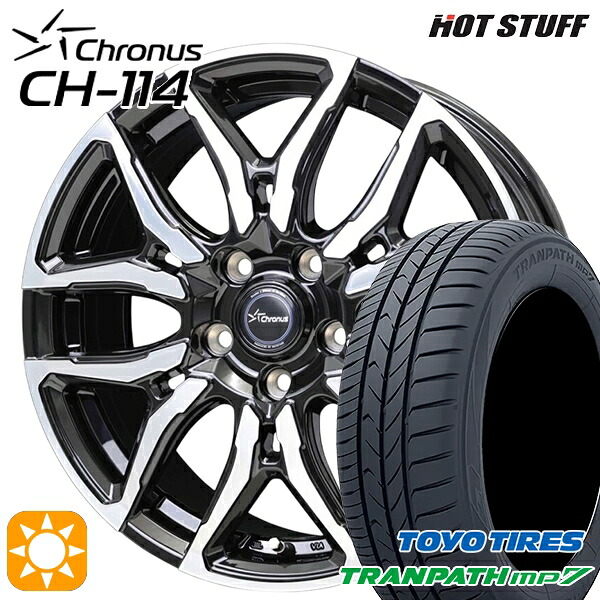 【取付対象】30/50プリウス カローラ 195/65R15 91H トーヨー トランパス mp7 ホットスタッフ クロノス CH114 BK/P 15インチ 6.0J 5H100 +43 サマータイヤホイールセット ｜トレッド新横浜師岡店