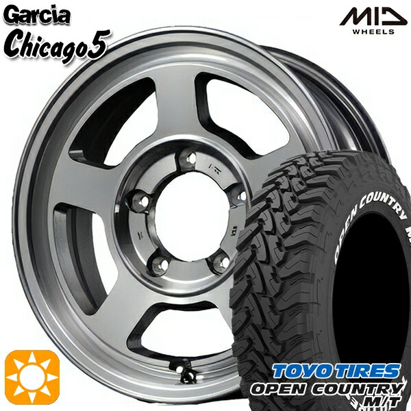 【取付対象】[5本セット]ジムニー LT225/75R16 103/100Q トーヨー オープンカントリー M/T MID ガルシアシカゴ5 メタリックグレーポリッシュ 16インチ 5.5J 5H139.7 サマータイヤホイールセット