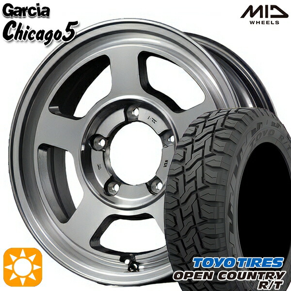【取付対象】[5本セット]ジムニーシエラ 195/80R15 96Q トーヨー オープンカントリー R/T MID ガルシアシカゴ5 メタリックグレーポリッシュ 15インチ 6.0J 5H139.7 サマータイヤホイールセット