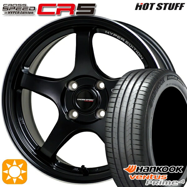 【取付対象】195/65R16 92V ハンコック veNtus PRime4 K135 HotStuff ホットスタッフ クロススピード CR5 セミグロスブラック 16インチ 6.0J 4H100 サマータイヤホイールセット