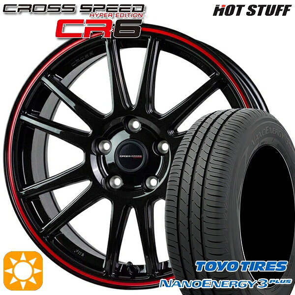 【取付対象】215/40R18 85W トーヨー ナノエナジー3プラス HotStuff ホットスタッフ クロススピード CR6 グロスガンメタレッドライン 18インチ 7.5J 5H114.3 サマータイヤホイールセット