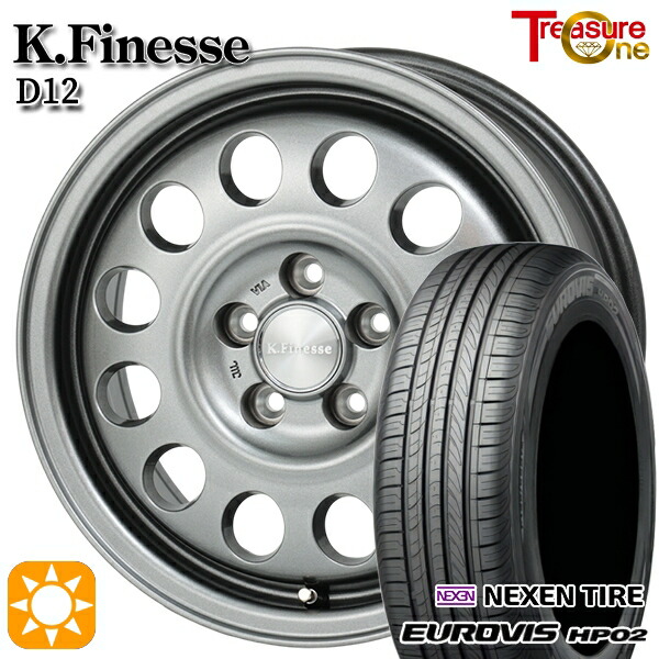 【取付対象】30/50プリウス カローラ 195/65R15 ネクセン ロードストーン ユーロビズ HP02 トレジャーワン ケイフィネス D12 ガンメタブラック 15インチ 6.0J 5H100 サマータイヤホイールセット |トレッド新横浜師岡店