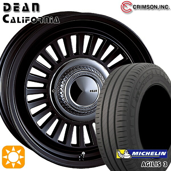 【取付対象】200系ハイエース 215/65R16C 109/107T ミシュラン アジリス3 クリムソン ディーン カリフォルニア マットブラック 16インチ 6.5J 6H139.7 サマータイヤホイールセット