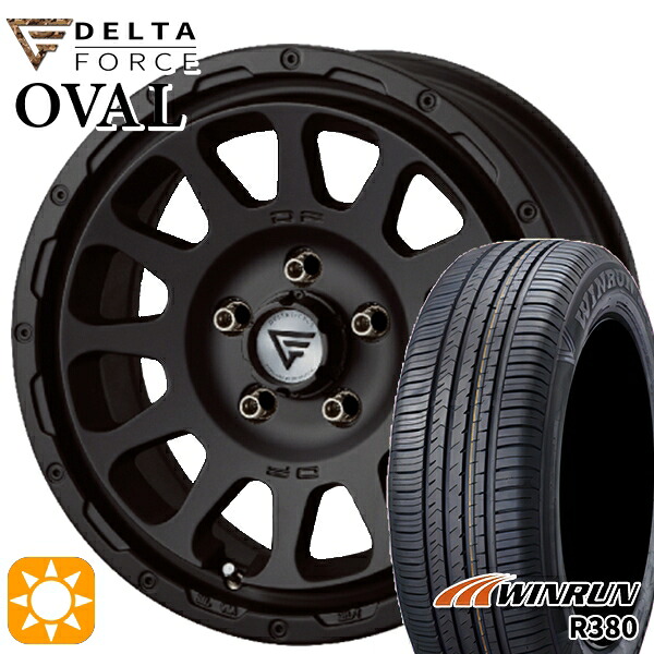 【取付対象】エスティマ ヤリスクロス 215/60R16 95H ウィンラン R380 デルタフォース オーバル マットブラック 16インチ 7.0J 5H114.3 サマータイヤホイールセット