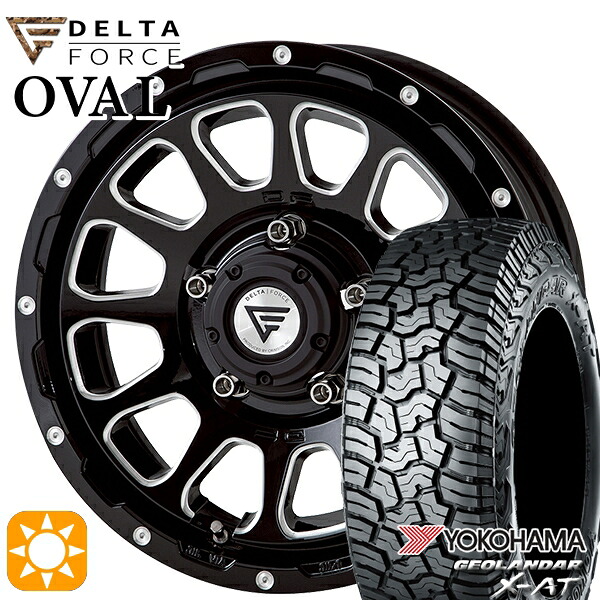 【取付対象】ジムニーシエラ LT215/70R16 100/97Q ヨコハマ ジオランダー X-AT G016 デルタフォース オーバル ブラックマシニング 16インチ 6.0J 5H139.7 サマータイヤホイールセット