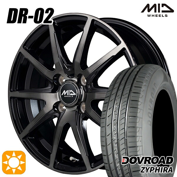 【取付対象】アクア デミオ ノート 195/55R16 87V DOVROAD ザイファイラ MID シュナイダー DR02 ブラックポリッシュ＋ブラッククリア 16インチ 6.0J 4H100 サマータイヤホイールセット ｜トレッド新横浜師岡店