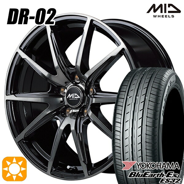 【取付対象】フォレスターSH 215/60R17 96H ヨコハマ ブルーアース ES32 MID シュナイダー DR02 ブラックポリッシュ+ブラッククリア 17インチ 7.0J 5H100 サマータイヤホイールセット |トレッド新横浜師岡店