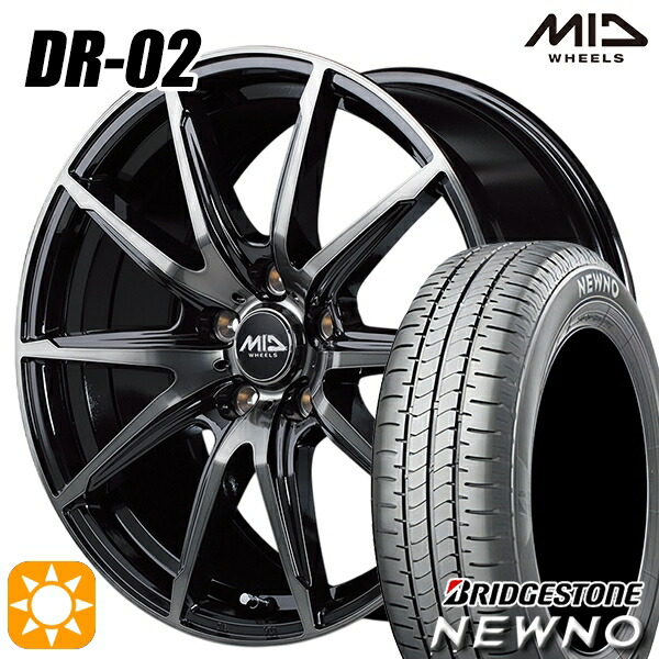 【取付対象】225/45R18 95W XL ブリヂストン ニューノ MID シュナイダー DR02 ブラックポリッシュ＋ブラッククリア 18インチ 8.0J 5H114.3 サマータイヤホイールセット
