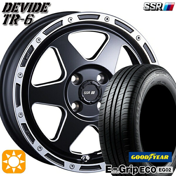 【取付対象】アクア クロスビー 185/55R16 83V グッドイヤー エフィシェントグリップ EG02 SSR ディバイド TR6 フラットブラックポリッシュ 16インチ 6.5J 4H100 サマータイヤホイールセット