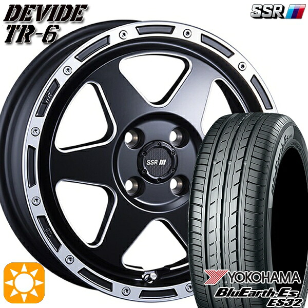 【取付対象】195/50R16 84V ヨコハマ ブルーアース ES32 SSR ディバイド TR6 フラットブラックポリッシュ 16インチ 6.5J 4H100 サマータイヤホイールセット