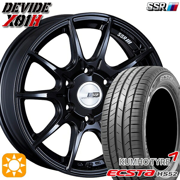 【取付対象】215/60R17 100V XL クムホ エクスタ HS52 SSR ディバイド X01H グロスブラック 17インチ 6.5J 6H139.7 サマータイヤホイールセット ｜トレッド新横浜師岡店