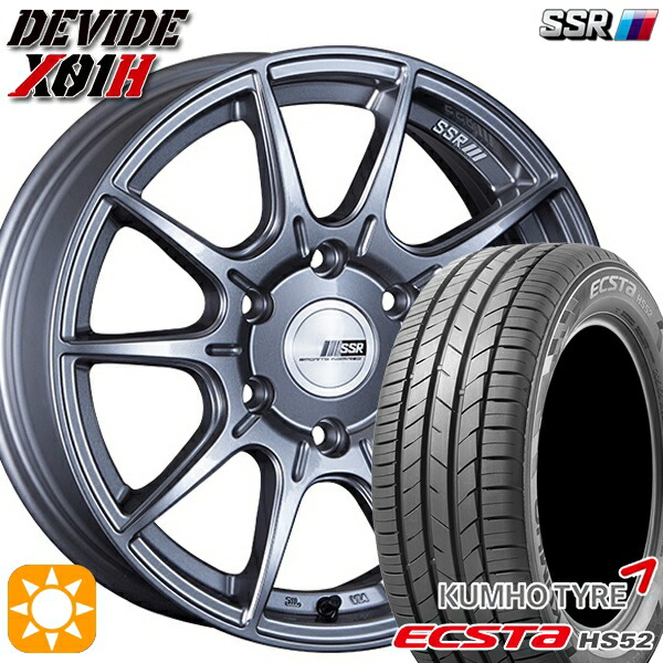 【取付対象】215/60R17 100V XL クムホ エクスタ HS52 SSR ディバイド X01H ダークシルバー 17インチ 6.5J 6H139.7 サマータイヤホイールセット