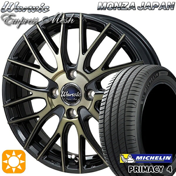 【取付対象】フィット アクア 185/60R15 88H XL ミシュラン プライマシー4 モンツァ ワーウィック エンプレスメッシュ ブラッククリア/ポリッシュ 15インチ 6.0J 4H100 サマータイヤホイールセット