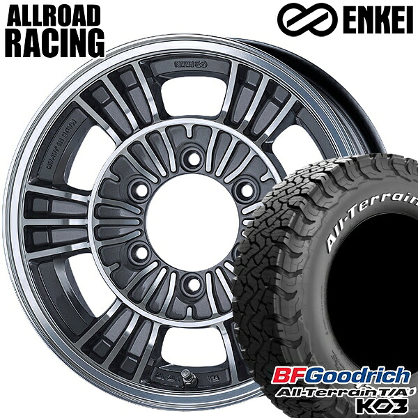 【取付対象】200系ハイエース 195/80R15 107S RWL BFグッドリッチ オールテレーン T/A KO3 ENKEI オールロード レーシング マシニングガンメタリック 15インチ 6.0J 6H139.7 サマータイヤホイールセット