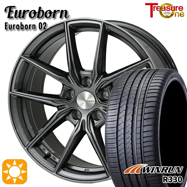 BMW (F45/F46) 205/55R17 95W XL ウィンラン R330 トレジャーワン ユーロボーン 02 ガンメタリックブラック 17インチ 7.5J 5H112 サマータイヤホイールセット
