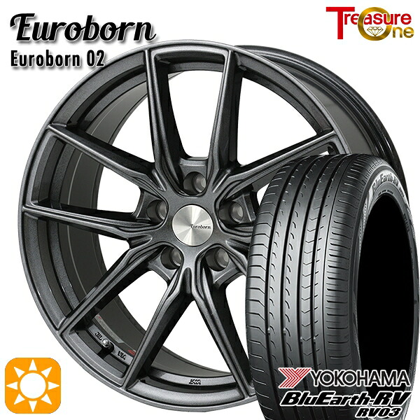 BMW (G32) 225/60R17 99H ヨコハマ ブルーアース RV03 トレジャーワン ユーロボーン 02 ガンメタブラック 17インチ 7.5J 5H112 サマータイヤホイールセット