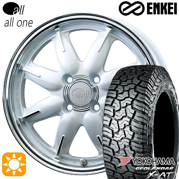 【取付対象】アゲトラ 155/65R14 ヨコハマ ジオランダーX-AT G016 ENKEI オール オールワン マシニングパールホワイト 14インチ 5.0J 4H100 サマータイヤホイールセット |トレッド新横浜師岡店