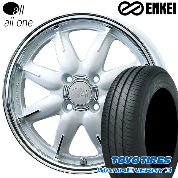 【取付対象】エブリィワゴン 165/60R14 75H トーヨー ナノエナジー3 ENKEI オール オールワン マシニングパールホワイト 14インチ 5.0J 4H100 サマータイヤホイールセット