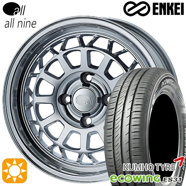 【取付対象】175/65R15 84H クムホ エコウィング ES31 ENKEI オール オールナイン ミラーポリッシュ 15インチ 6.0J 4H100 サマータイヤホイールセット