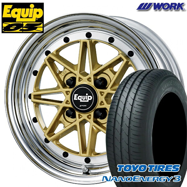 【取付対象】165/60R14 75H トーヨー ナノエナジー3 WORK エクイップ 03 ゴールド 14インチ 5.0J 4H100 サマータイヤホイールセット