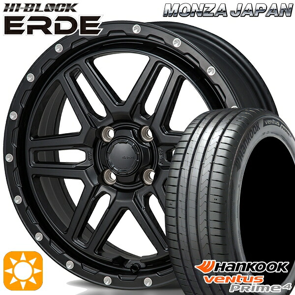 【取付対象】ライズ ロッキー 205/60R16 96V XL ハンコック veNtus PRime4 K135 モンツァ ハイブロック エルデ サテンブラック/ミーリング 16インチ 6.0J 4H100 サマータイヤホイールセット