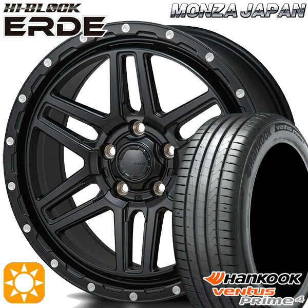 【取付対象】195/60R16 89V ハンコック veNtus PRime4 K135 モンツァ ハイブロック エルデ サテンブラック/ミーリング 16インチ 7.0J 5H114.3 サマータイヤホイールセット