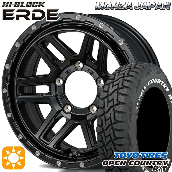 【取付対象】ジムニー 185/85R16 105/103N LT トーヨー オープンカントリー R/T ホワイトレター モンツァ ハイブロック エルデ サテンブラック/ミーリング 16インチ 6.0J 5H139.7 サマータイヤホイールセット 79,640円