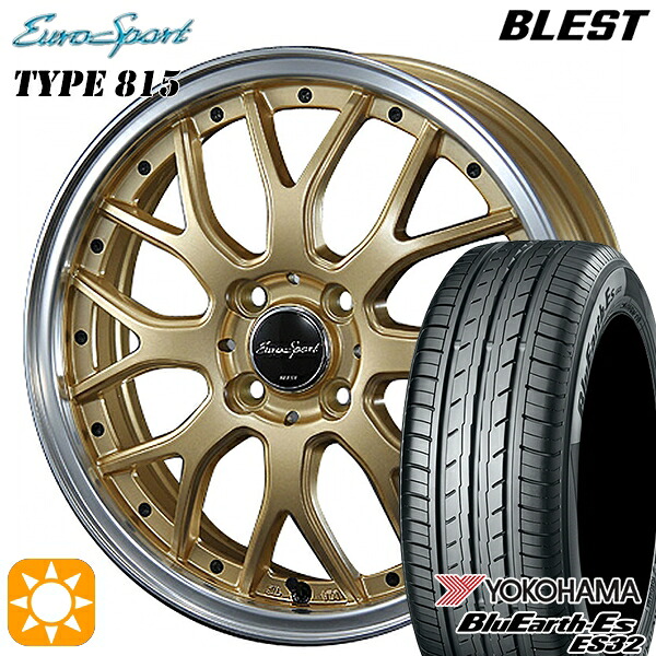 【取付対象】185/65R15 88S ヨコハマ ブルーアース ES32 BLEST ユーロスポーツ タイプ815 セミグロスゴールド 15インチ 5.5J 4H100 サマータイヤホイールセット