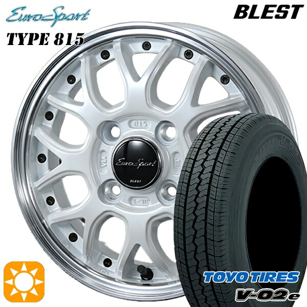 【取付対象】軽トラ 145/80R12 80/78N トーヨー V02E V-02E BLEST ユーロスポーツ タイプ815 パールホワイト 12インチ 4.0J 4H100 サマータイヤホイールセット