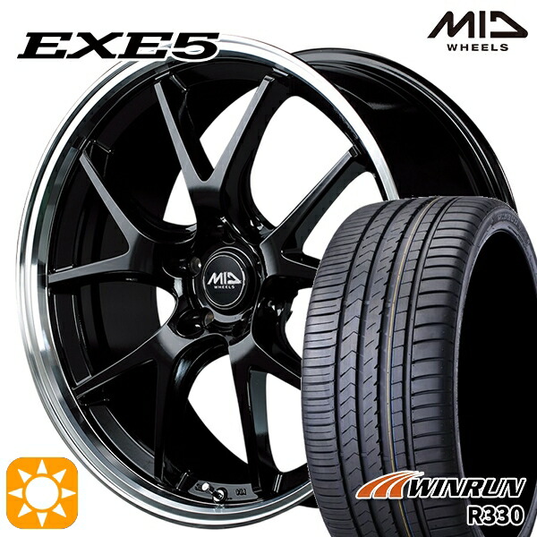 【取付対象】235/40R19 96W XL ウィンラン R330 MID ヴァーテックワン EXE5 グロッシーブラック/リムポリッシュ 19インチ 8.0J 5H114.3 サマータイヤホイールセット