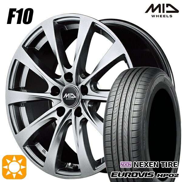 【取付対象】185/65R15 ネクセン ロードストーン ユーロビズ HP02 MID ユーロスピード F10 メタリックグレー 15インチ 6.0J 5H114.3 サマータイヤホイールセット
