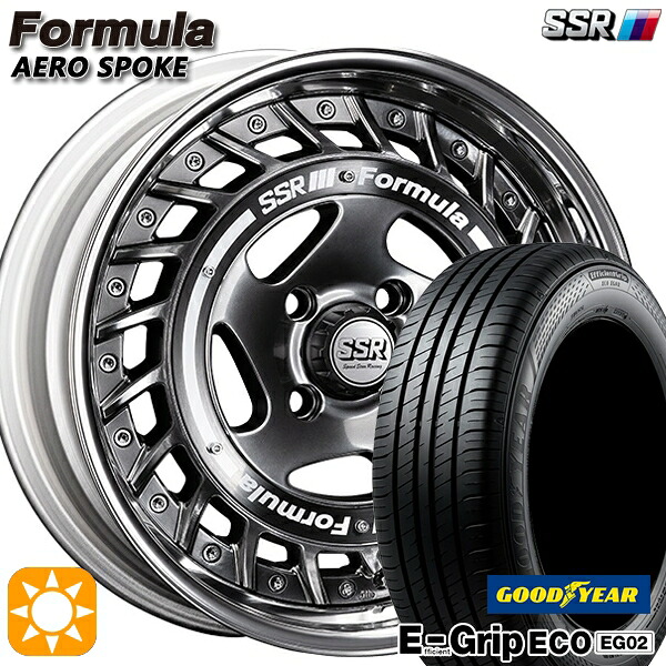 【取付対象】アクア クロスビー 185/55R16 83V グッドイヤー エフィシェントグリップ EG02 SSR フォーミュラ エアロスポーク チタンシルバー 16インチ 6.0J 4H100 サマータイヤホイールセット ｜トレッド新横浜師岡店 153,850円