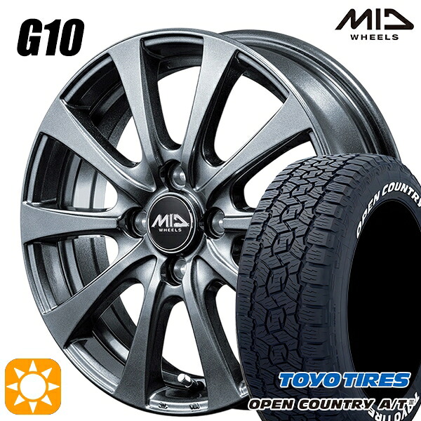 【取付対象】アゲ軽 165/80R14 97/95N LT トーヨー オープンカントリーA/T3 ホワイトレター MID マルカサービス G10 M/G 14インチ 4.5J 4H100 サマータイヤホイールセット ｜トレッド新横浜師岡店