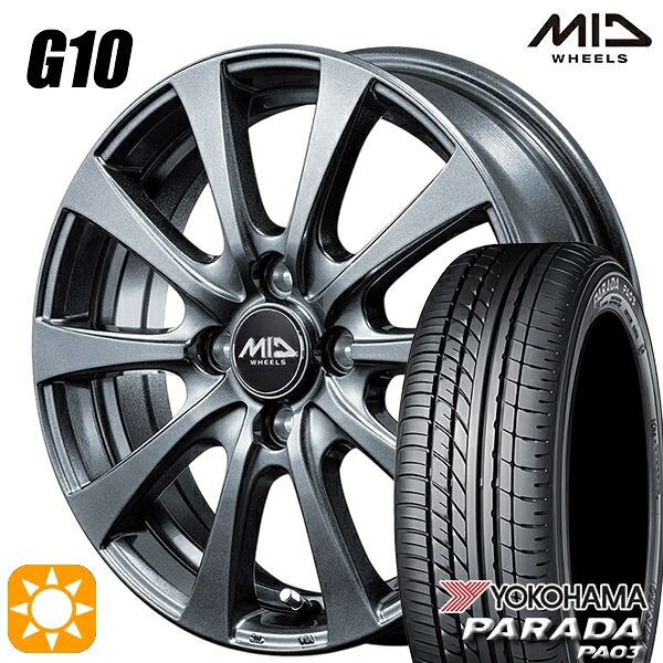 【取付対象】軽トラ 165/55R14C 95/93N ヨコハマ パラダ PA03 MID マルカサービス G10 M/G 14インチ 4.5J 4H100 サマータイヤホイールセット |トレッド新横浜師岡店