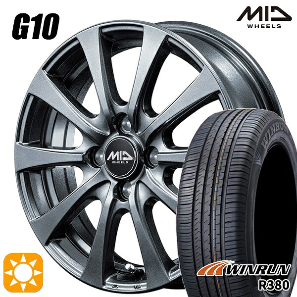【取付対象】165/65R14 79T ウィンラン R380 MID マルカサービス G10 M/G 14インチ 4.5J 4H100 サマータイヤホイールセット ｜トレッド新横浜師岡店