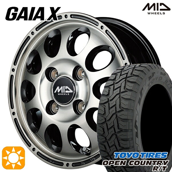 【取付対象】軽トラ 145/80R12 80/78N LT トーヨー オープンカントリー R/T MID ガイアクロス 12インチ 4.0J 4H100 ブラックポリッシュ/ブラッククリア サマータイヤホイールセット ｜トレッド新横浜師岡店