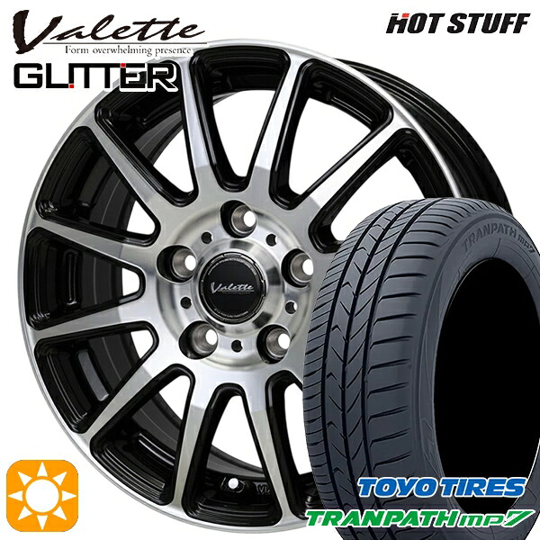 【取付対象】30/50プリウス カローラ 195/65R15 91H トーヨー トランパス mp7 ホットスタッフ ヴァレット グリッター BK/P 15インチ 6.0J 5H100 +43 サマータイヤホイールセット |トレッド新横浜師岡店