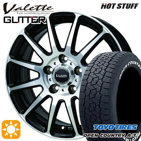 【取付対象】デリカD5 215/70R16 100T トーヨー オープンカントリーA/T3 ホワイトレター ホットスタッフ ヴァレット グリッター BK/P 16インチ 6.0J 5H114.3 サマータイヤホイールセット |トレッド新横浜師岡店