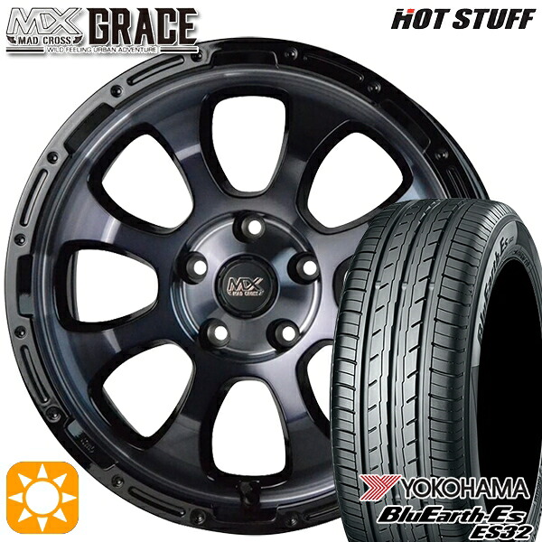 【取付対象】215/65R16 98H ヨコハマ ブルーアース ES32 HotStuff マッドクロス グレイス BKC/BK 16インチ 7.0J 5H114.3 サマータイヤホイールセット