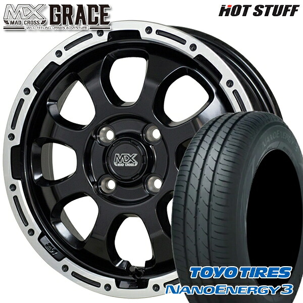 【取付対象】エブリィワゴン 165/60R14 75H トーヨー ナノエナジー3 HotStuff マッドクロス グレイス GB/P 14インチ 4.5J 4H100 サマータイヤホイールセット