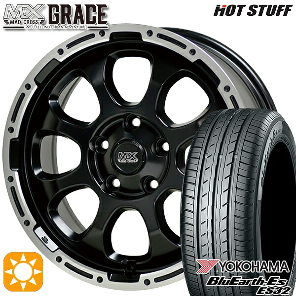 【取付対象】C-HR カローラクロス 215/60R17 96H ヨコハマ ブルーアース ES32 HotStuff マッドクロス グレイス GB/P 17インチ 7.0J 5H114.3 サマータイヤホイールセット |トレッド新横浜師岡店