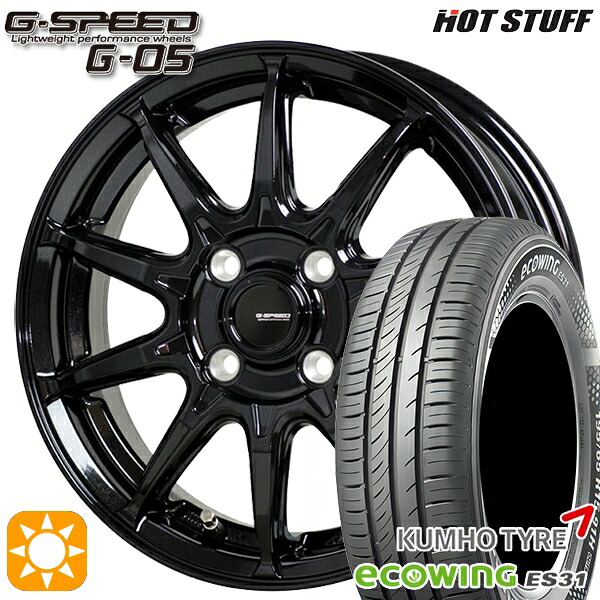 【取付対象】175/65R15 84H クムホ エコウィング ES31 ホットスタッフ ジースピード G-05 メタリックブラック 15インチ 5.5J 4H100 サマータイヤホイールセット