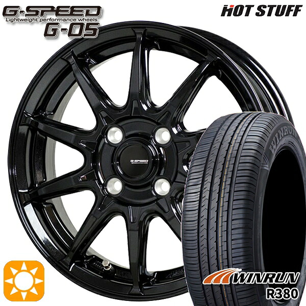 【取付対象】175/70R14 84T ウィンラン R380 ホットスタッフ ジースピード G-05 メタリックブラック 14インチ 5.5J 4H100 サマータイヤホイールセット