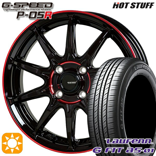 【取付対象】マツダ2 ノート 195/55R16 87V ラウフェン G FIT as-01 LH42 HotStuff ジースピード P-05R ブラックレッドクリア 16インチ 6.0J 4H100 サマータイヤホイールセット |トレッド新横浜師岡店