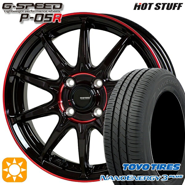 【取付対象】タンク ルーミー 195/45R16 80W トーヨー ナノエナジー3プラス HotStuff ジースピード P-05R ブラックレッドクリア 16インチ 6.0J 4H100 サマータイヤホイールセット