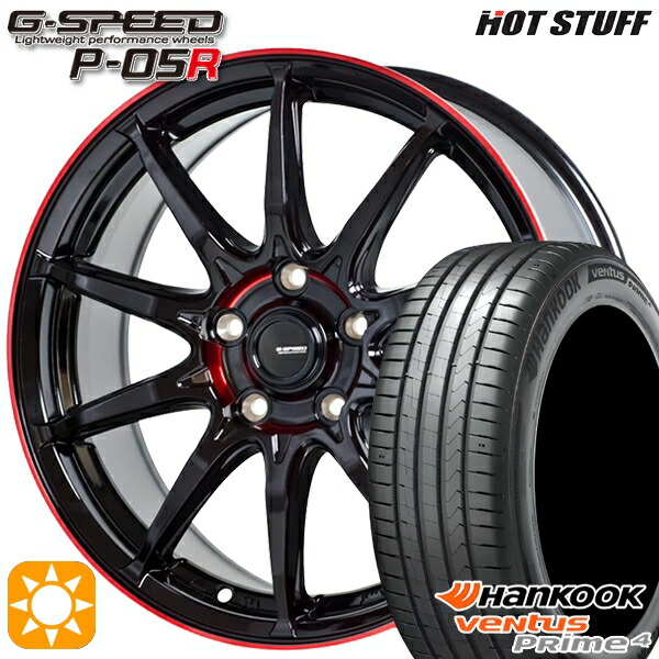 【取付対象】195/60R16 89V ハンコック veNtus PRime4 K135 HotStuff ジースピード P-05R ブラックレッドクリア 16インチ 6.5J 5H114.3 サマータイヤホイールセット |トレッド新横浜師岡店