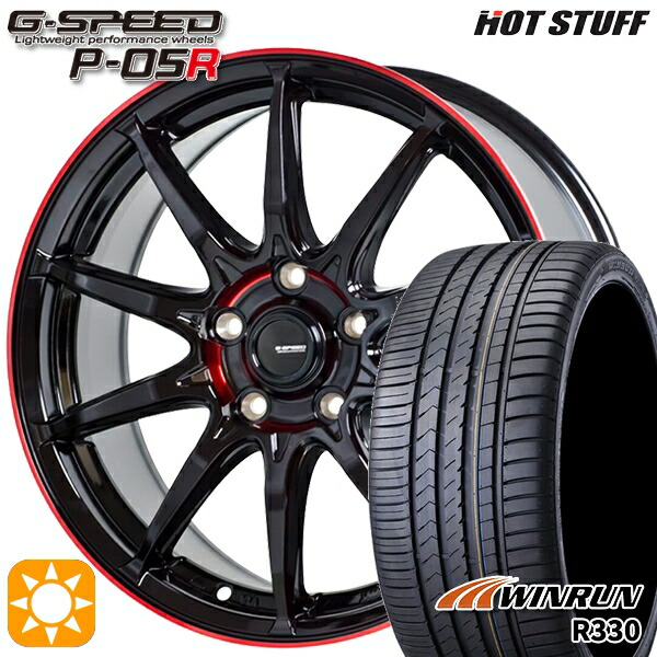 【取付対象】レクサスNX 235/55R18 104V XL ウィンラン R330 HotStuff ジースピード P-05R ブラックレッドクリア 18インチ 7.0J 5H114.3 サマータイヤホイールセット